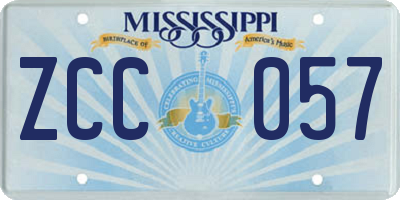 MS license plate ZCC057