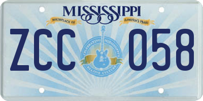 MS license plate ZCC058