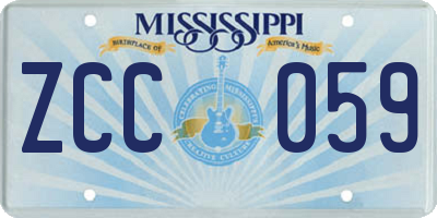 MS license plate ZCC059