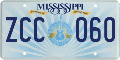 MS license plate ZCC060
