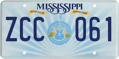 MS license plate ZCC061