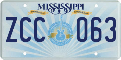 MS license plate ZCC063