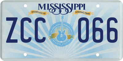 MS license plate ZCC066