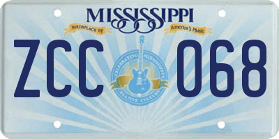 MS license plate ZCC068