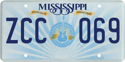 MS license plate ZCC069