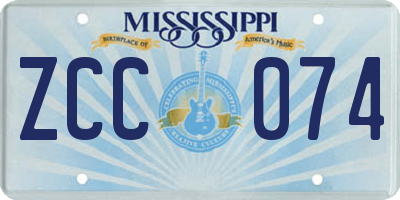 MS license plate ZCC074