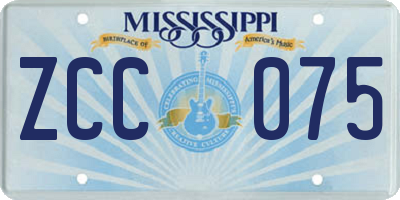 MS license plate ZCC075