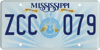 MS license plate ZCC079