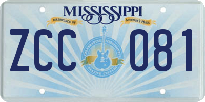 MS license plate ZCC081