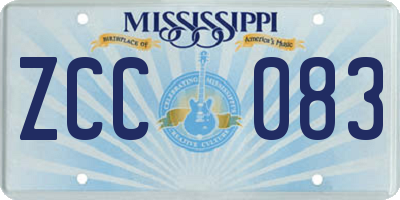 MS license plate ZCC083