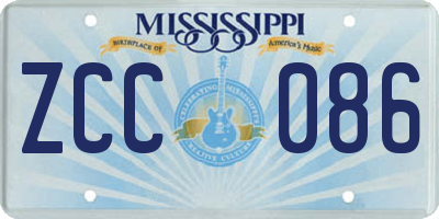 MS license plate ZCC086