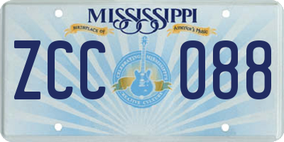 MS license plate ZCC088