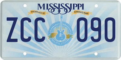 MS license plate ZCC090