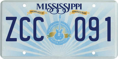 MS license plate ZCC091