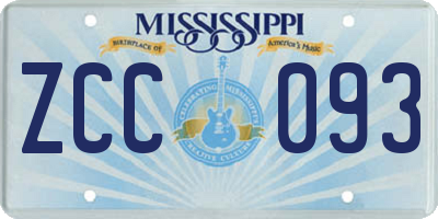 MS license plate ZCC093