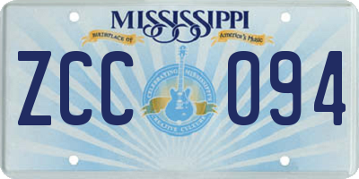 MS license plate ZCC094