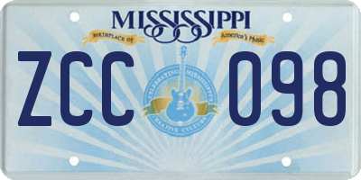 MS license plate ZCC098