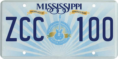 MS license plate ZCC100