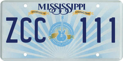 MS license plate ZCC111