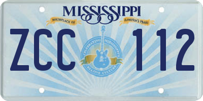 MS license plate ZCC112