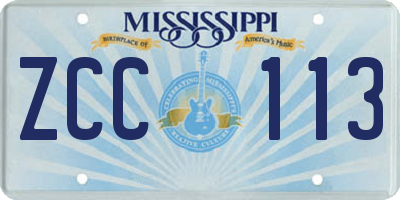 MS license plate ZCC113