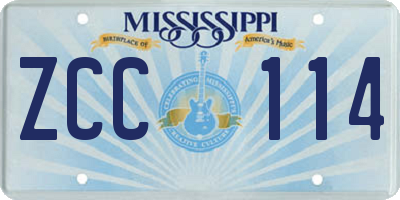 MS license plate ZCC114