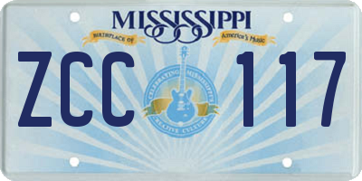 MS license plate ZCC117