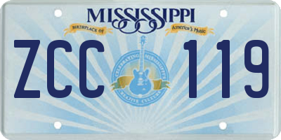 MS license plate ZCC119