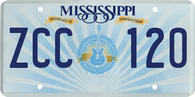 MS license plate ZCC120