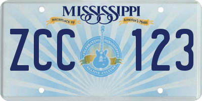 MS license plate ZCC123
