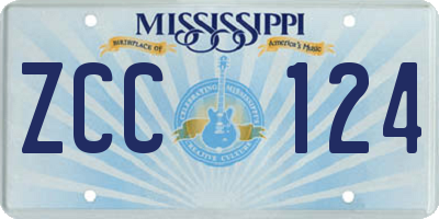 MS license plate ZCC124