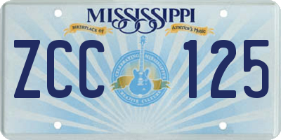 MS license plate ZCC125