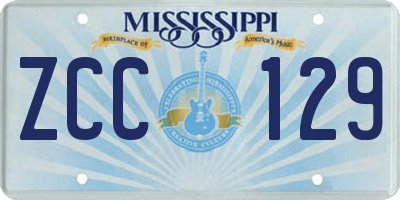 MS license plate ZCC129