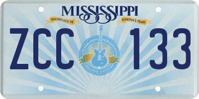 MS license plate ZCC133