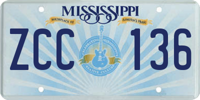 MS license plate ZCC136
