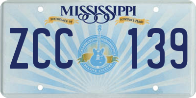 MS license plate ZCC139