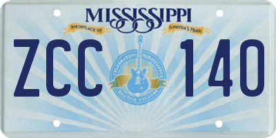 MS license plate ZCC140