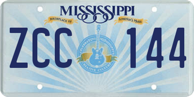 MS license plate ZCC144