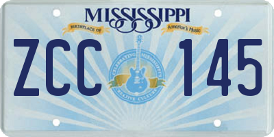 MS license plate ZCC145