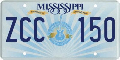 MS license plate ZCC150