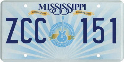 MS license plate ZCC151