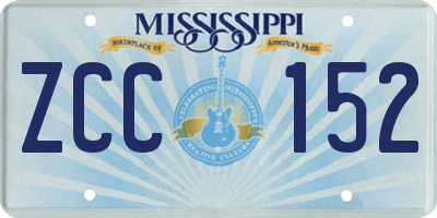 MS license plate ZCC152