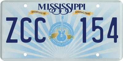 MS license plate ZCC154