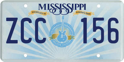 MS license plate ZCC156
