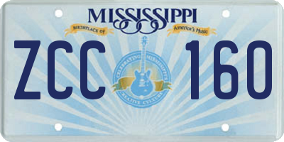 MS license plate ZCC160
