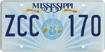 MS license plate ZCC170