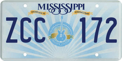 MS license plate ZCC172
