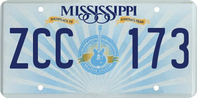 MS license plate ZCC173