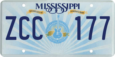 MS license plate ZCC177