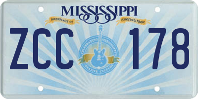 MS license plate ZCC178